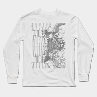 Apollo Rocket Booster - Line Art Long Sleeve T-Shirt